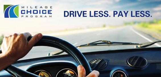 Mileage Choice Program drive less pay less driver with hand on wheel