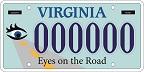 Virginia "eyes on the road" sample license plate