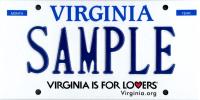 "Virginia is for Lovers" sample license plate