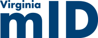 Virginia mID logo in blue solid font