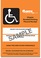 Temporary Virginia Disabled Parking Placard Receipt